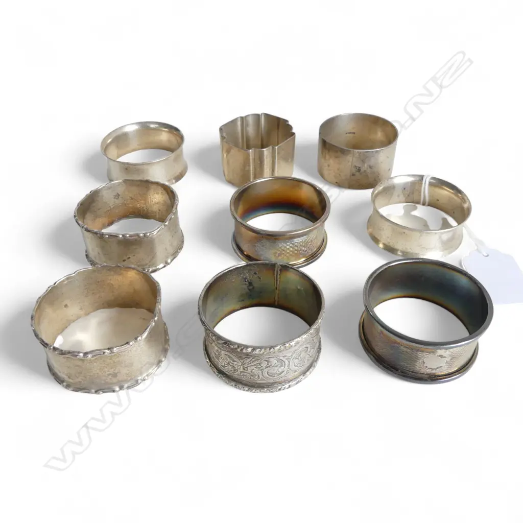 9 STG SILVER NAPKIN RINGS, 159gms Image 1++