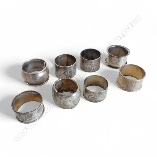 8 STG SILVER NAPKIN RINGS, 241gms