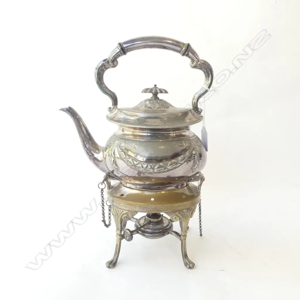 OLD WORN SILVER PLATED SPIRIT KETTLE Image 1++
