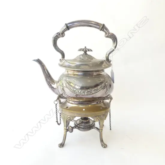 OLD WORN SILVER PLATED SPIRIT KETTLE