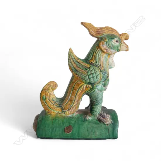 CHINESE GLAZED TERRACOTTA BIRD ROOF TILE H290MM