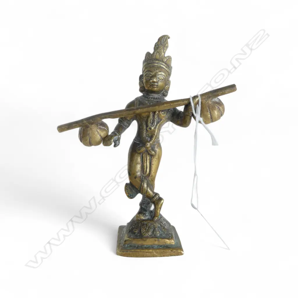 OLD INDIAN BRONZE FIGURE carrying a bar H.140mm Image 1++