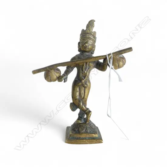 OLD INDIAN BRONZE FIGURE carrying a bar H.140mm