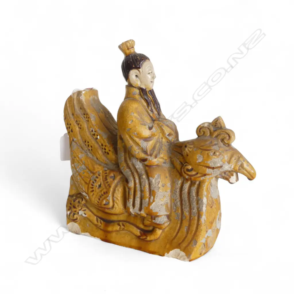 CHINESE GLAZED TERRACOTTA FIGURAL ROOF TILE AF H220MM Image 1++