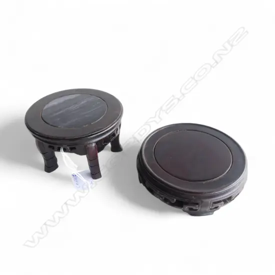 2 WOODEN ORIENTAL STANDS 140mm dia