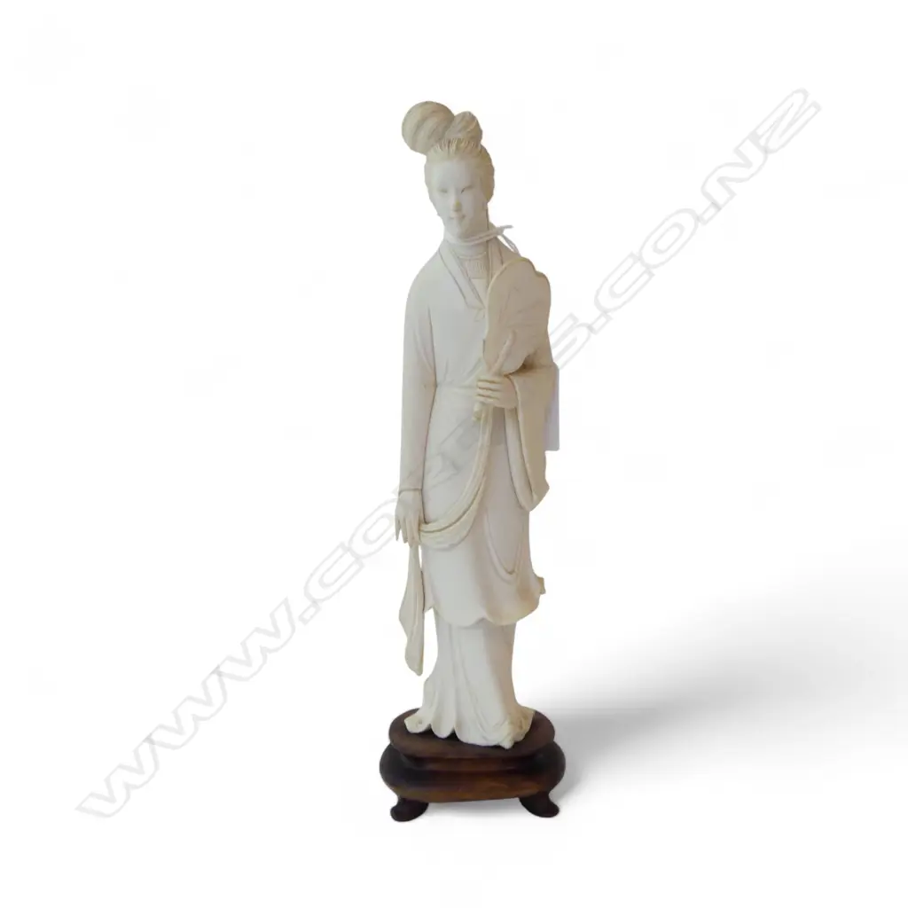 CARVED IVORY CHINESE FIGURINE ON STAND H235MM Image 1++