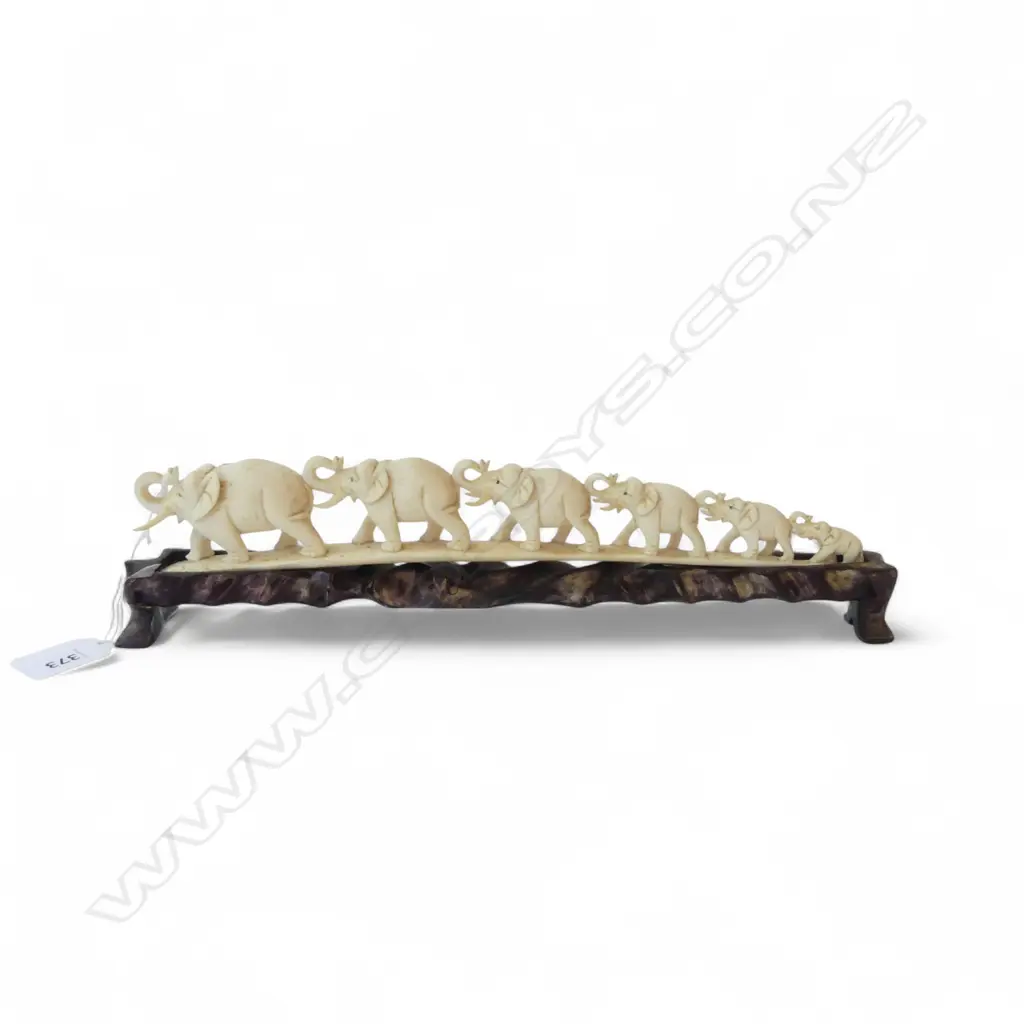 CARVED IVORY ELEPHANT BRIDGE ON STAND (AF) L310MM Image 1++