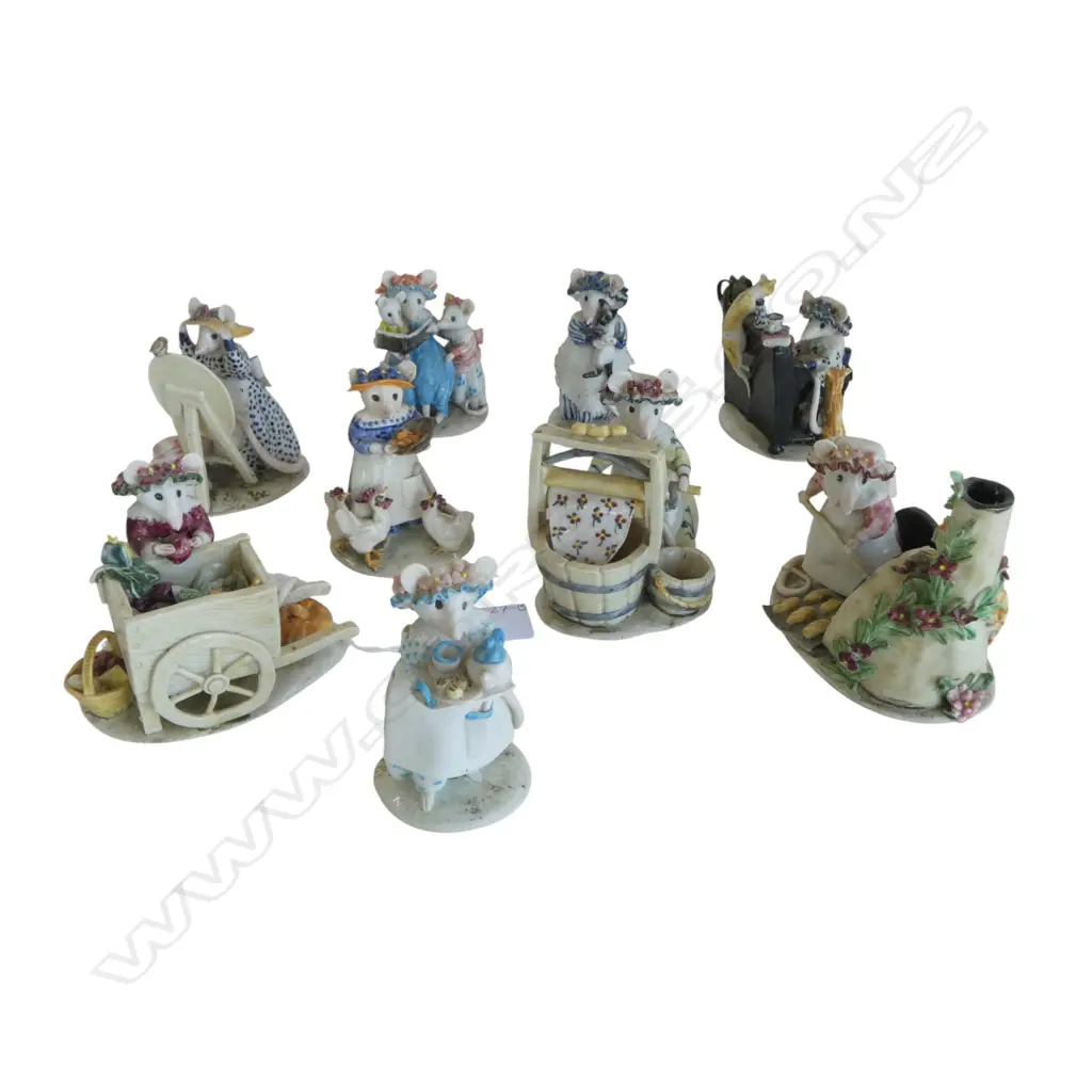 9 PORCELAIN BEATRIX POTTER ORNAMENTS initialled 'kk' 1984 N.Z. some faults Image 1++