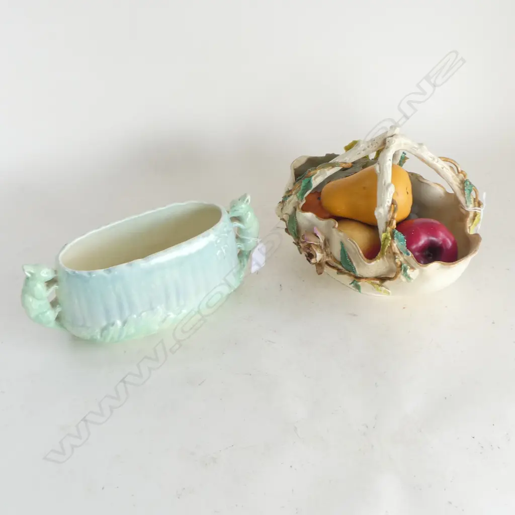 CHINA FRUIT BOWL OF WAX FRUIT AND SYLVAC TROUGH VASE Image 1++