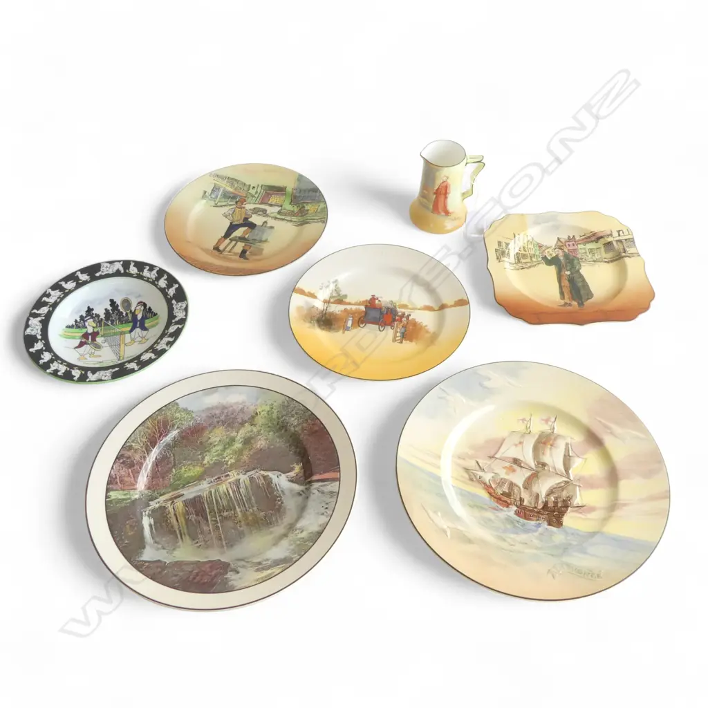 5 ASST. ROYAL DOULTON PLATES + JUG H.105mm + CARLTON WARE NURSERY WARE Image 1++