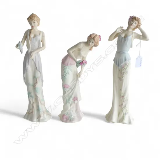 3 ROYAL DOULTON 'IMPRESSIONS' FIGURINES; DAYBREAK, SUMMER BLOOMS, SUMMER FRAGRANCE H.320mm ALL BOXED