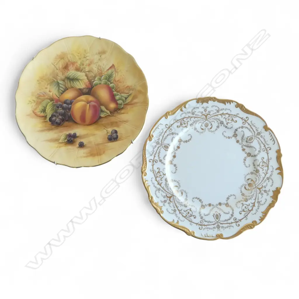 COALPORT BLANC DE CHINE RACK PLATE DIA 270 & AYNSLEY ORCHARD GOLD RACK PLATE DIA260MM Image 1++