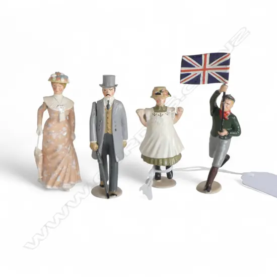 4 painted cast lead mini English figures