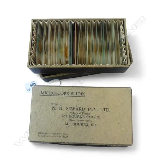 2 BOXES OF VINTAGE MICROSCOPE SLIDES 