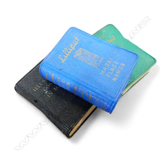 THREE VINTAGE REED'S LILLIPUT MINIATURE BOOKS; MAORI PROVERBS, GOSPELS IN MAORI, MAORI PLACE NAMES