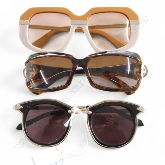 3 PRS SUNGLASSES; 2 KAREN WALKER + 'GUCCI'