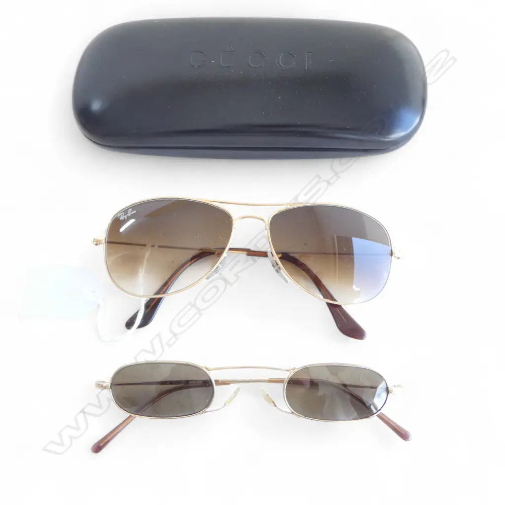 2 PRS SUNGLASSES; GUCCI & RAY BAN Image 1++