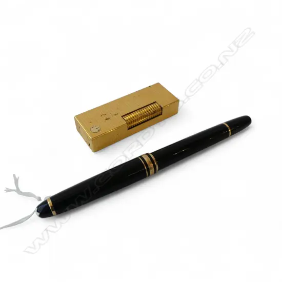 MONTBLANC MEISTERSTUCK PEN w. 14CT NIB + GP DUNHILL LIGHTER H.65mm