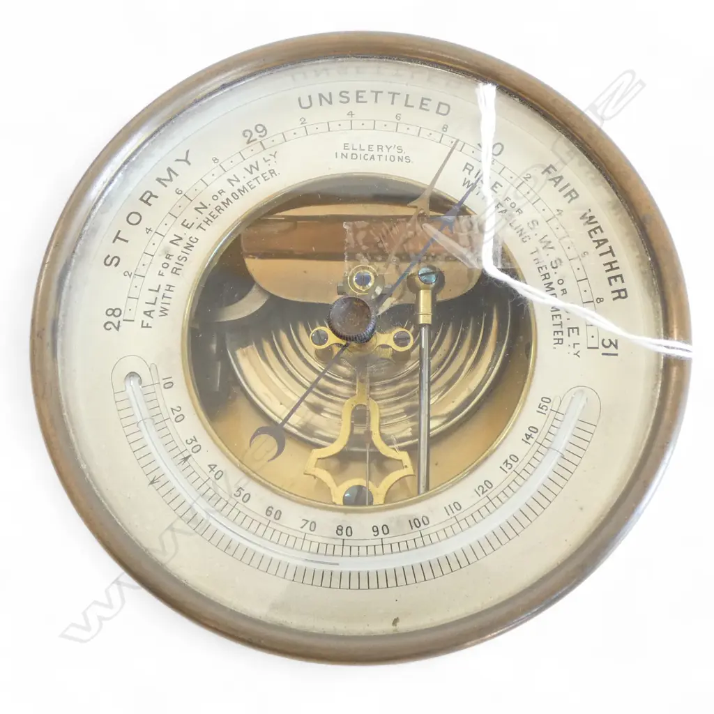 ENGLISH BAROMETER 'ELLERYS INDICATIONS' 130mm dia Image 1++