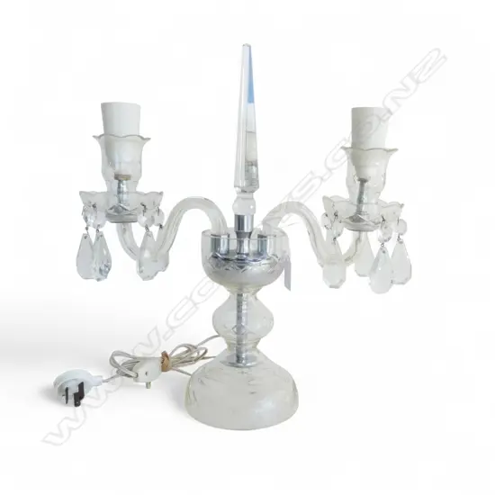 CRYSTAL TABLE CANDELABRA LUSTRE LAMP, H.380mm