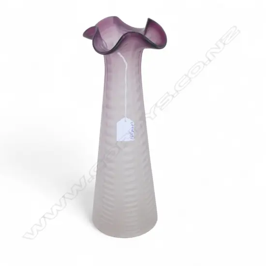 EDWARDIAN ART GLASS VASE MAUVE COLOUR H320MM