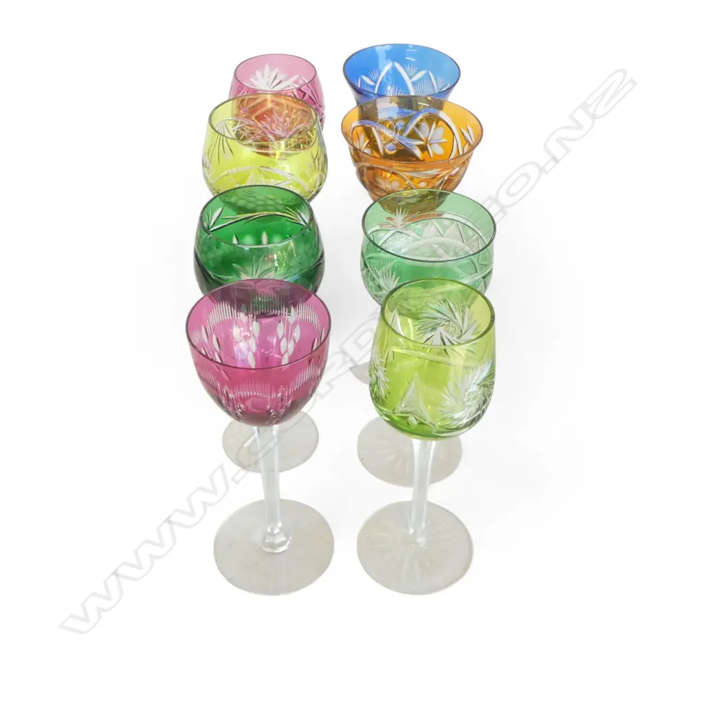 SET OF 8 HARLEQUIN BOHEMIAN GLASSES  Image 1++