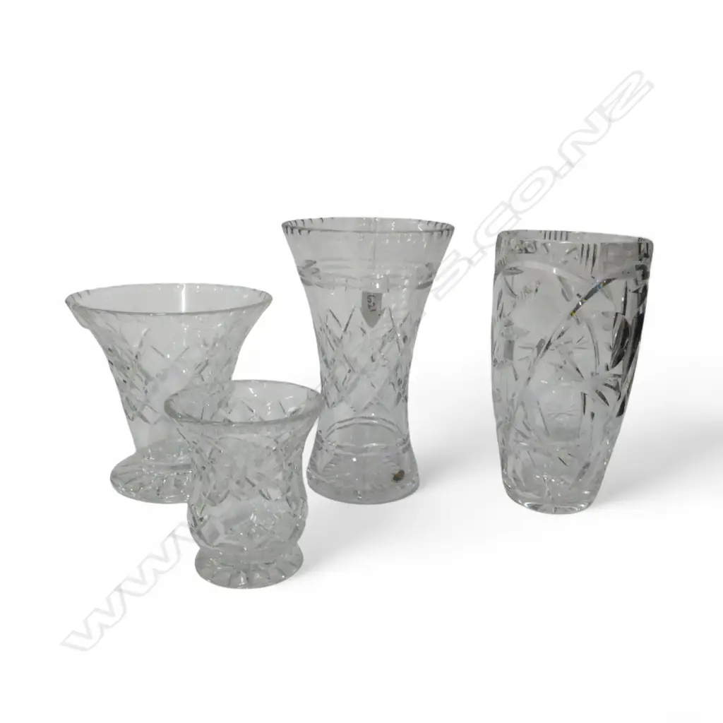 4 CUT CRYSTAL VASES H.210mm tallest Image 1++