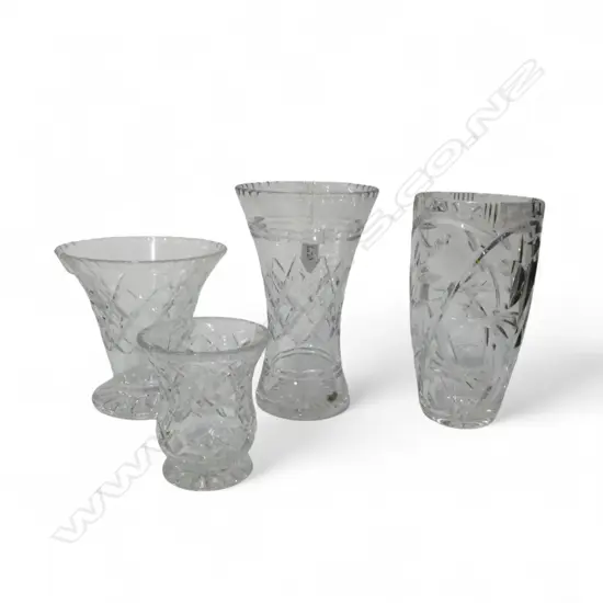 4 CUT CRYSTAL VASES H.210mm tallest