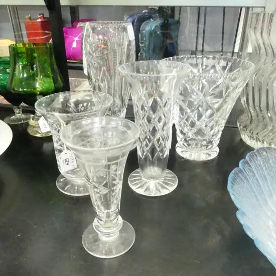 4 CUT CRYSTAL VASES, H.260mm tallest