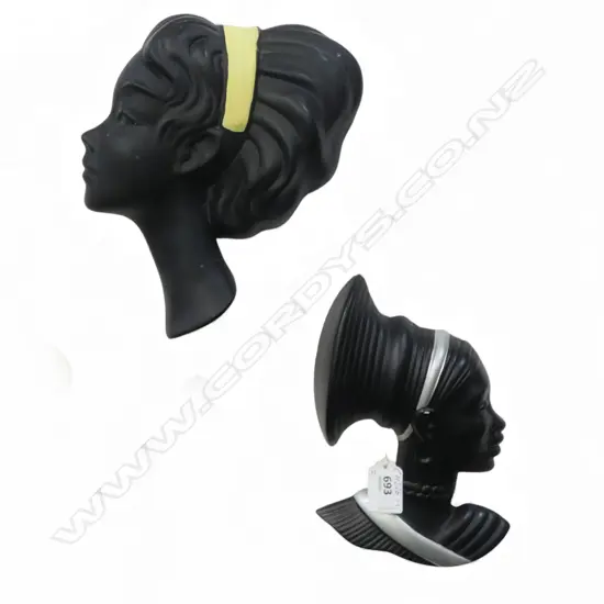 2 20thC WALL HANGING BUSTS H.230mm