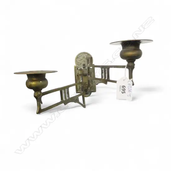 BRASS ART NOUVEAU 2 BRANCH PIANO SCONCE H.140mm