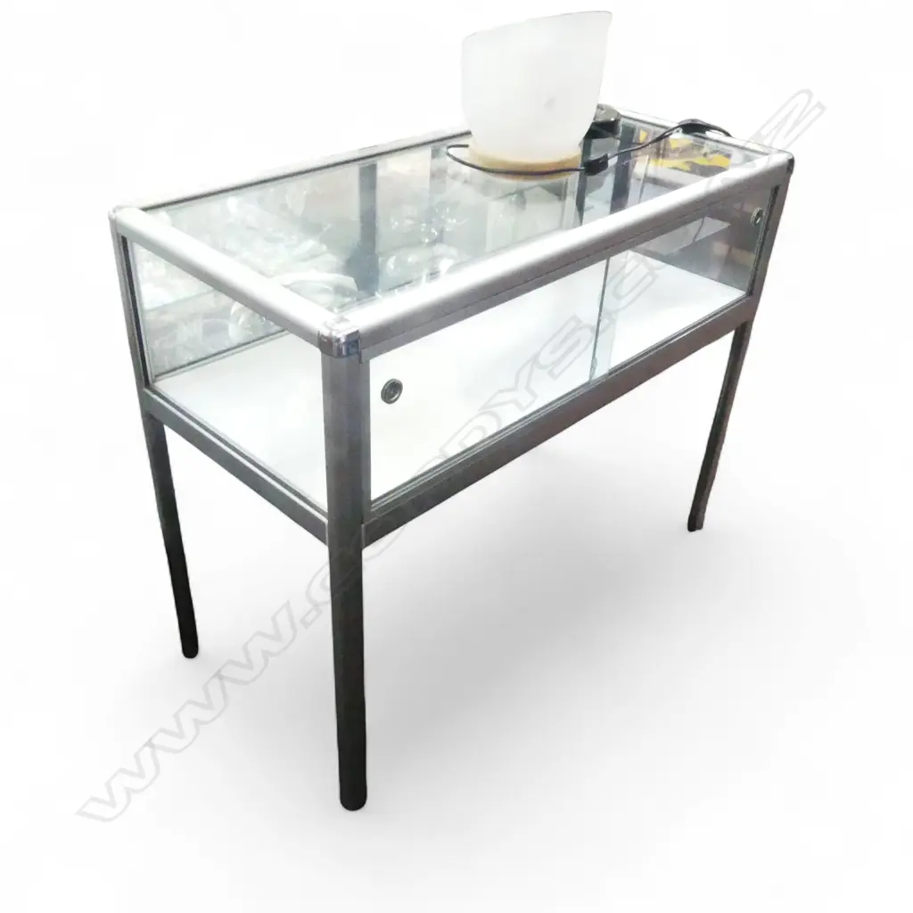 MODERN ALUMINIUM & GLASS SHOP COUNTER DISPLAY CABINET H800MM L1000MM Image 1++
