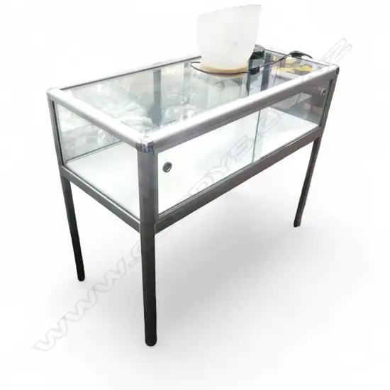 MODERN ALUMINIUM & GLASS SHOP COUNTER DISPLAY CABINET H800MM L1000MM
