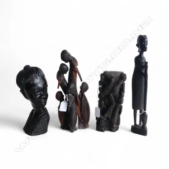 4 AFRICAN HARDWOOD CARVED FIGURES H330MM TALLEST