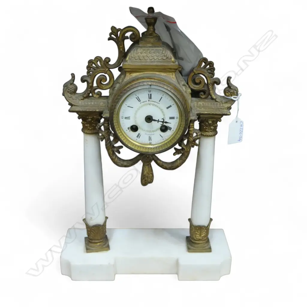 ANTIQUE JOHAN BOERBOOM 'DEVENTER' MANTEL CLOCK no key, main hand and ormolu faulted in bag H.390mm Image 1++