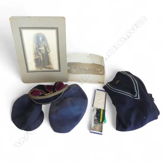 ASST. ITEMS PERTAINING TO NEVILLE PENNOCK WALKER; PHOTOGRAPHS, CAPS, PINS & GEO. V  TERRITORIAL FORCE EFFICIENCY MEDAL 