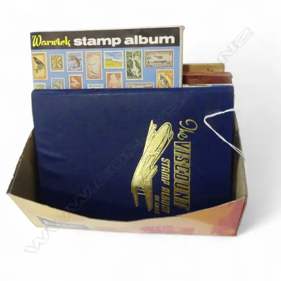 COLLECTION OF 8 VINTAGE STAMP ALBUMS NZ WORLD ETC