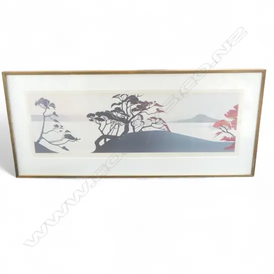 MALCOLM WARR 'RANGITOTO FROM MUSICK POINT' SCREEN PRINT 5/160 290x880mm SIGNED & DATED '83