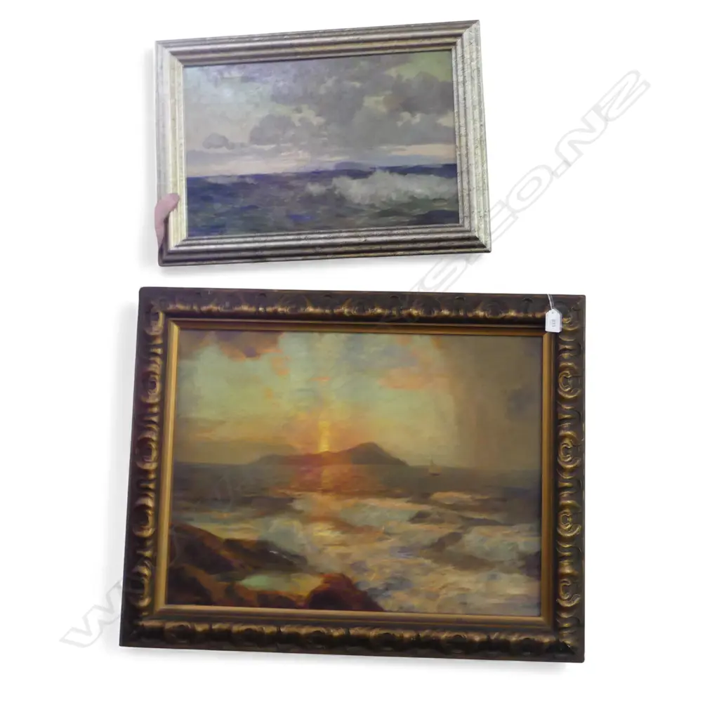 2 COASTAL SCENE PAINTINGS, ONE BY JULIUS OLSEN, OTHER UNKNOWN, 445x585mm Image 1++