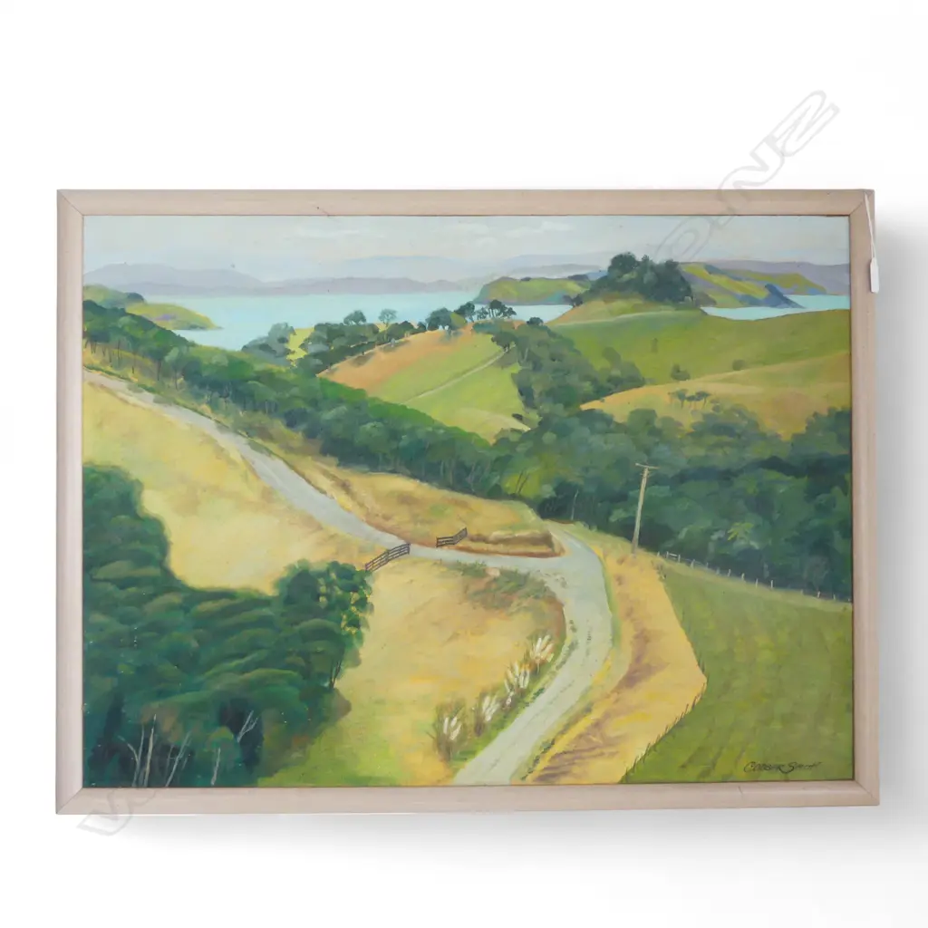 COBBER SMITH, LANDSCAPE (WAIHEKE ISLAND?) ACRYLIC ON BOARD 605x815mm Image 1++