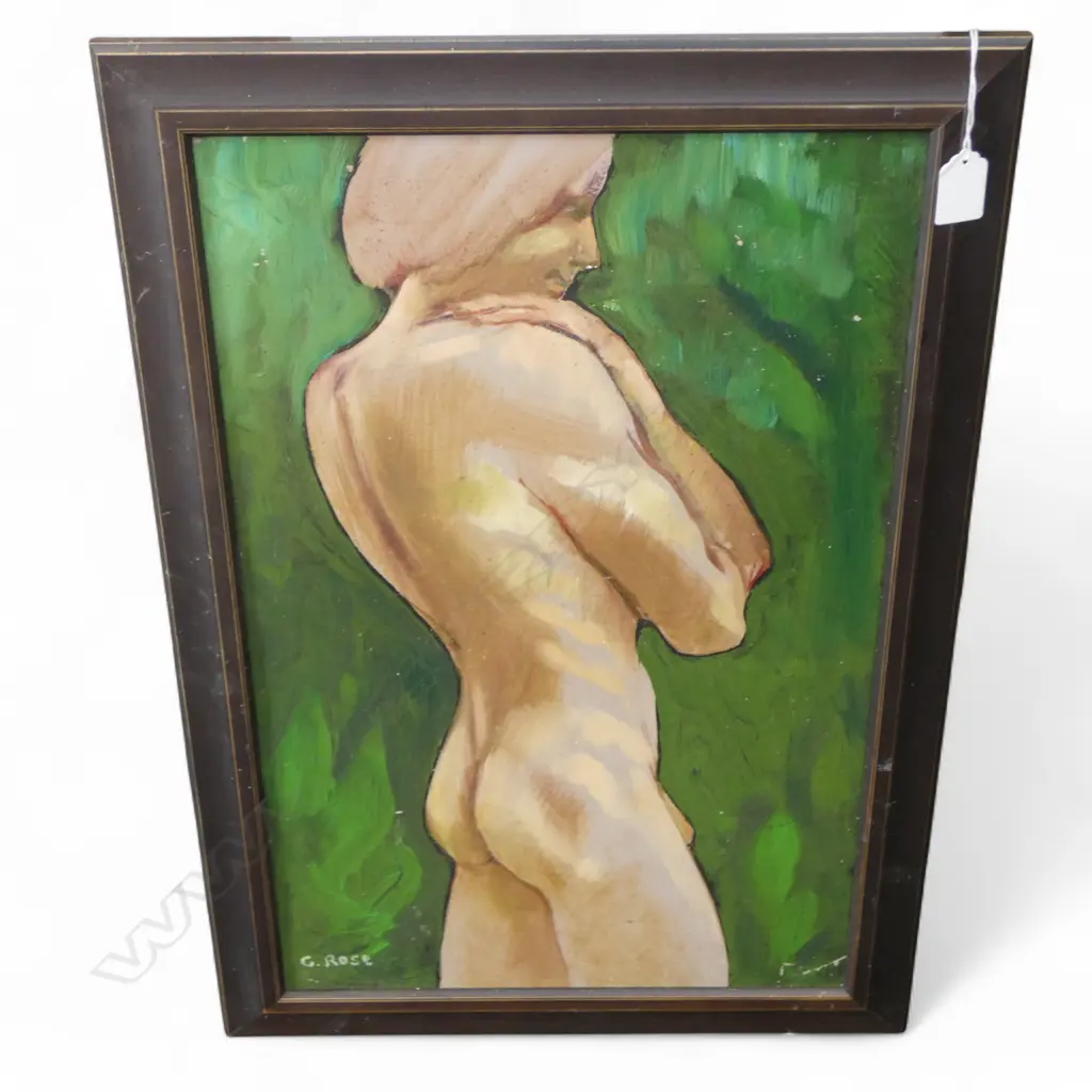 CHARLES ROSE (1921-2017) MALE NUDE NO.2. OIL ON CARD 550x345mm, SIGNED Image 1++