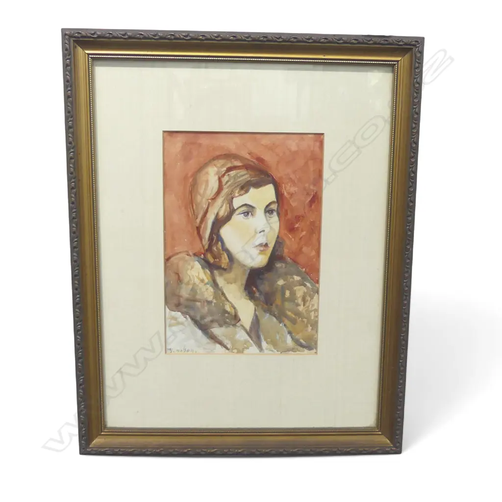 M. WILSON, '1920's PORTRAIT' verso, W/C, 245x170mm Image 1++