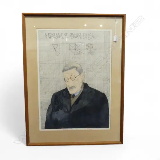 RALPH PAINE 'A PORTRAIT OF JAMES JOYCE' MIXED MEDIA ON PAPER, SIGNED & DATED '82 650x470mm