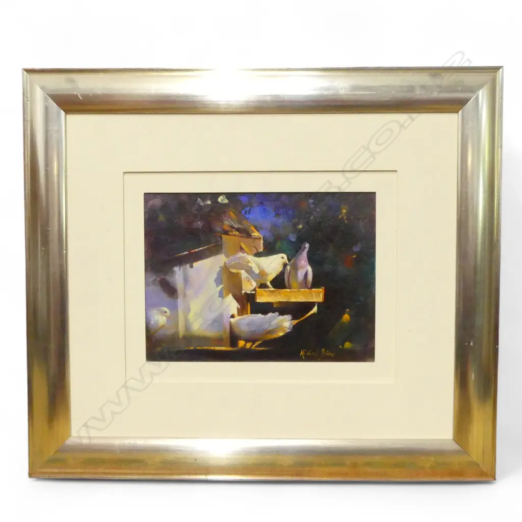 MICHAEL BLOW 'THE DOVE COTE' OIL ON CANVAS SIGNED 230 X 300 MM Image 1++