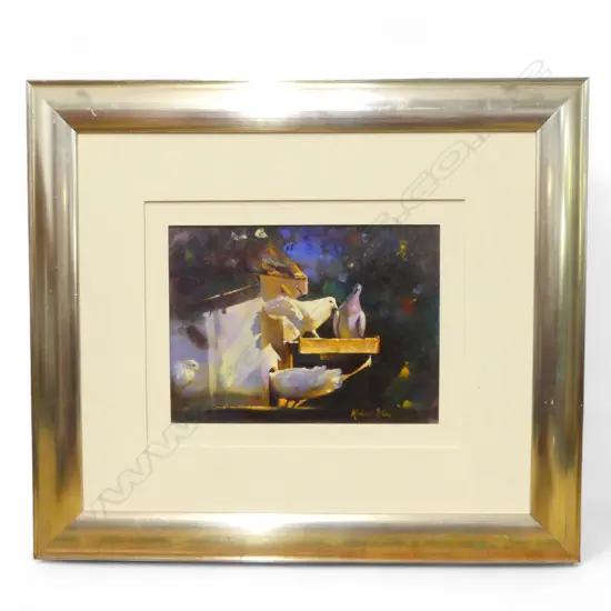 MICHAEL BLOW 'THE DOVE COTE' OIL ON CANVAS SIGNED 230 X 300 MM