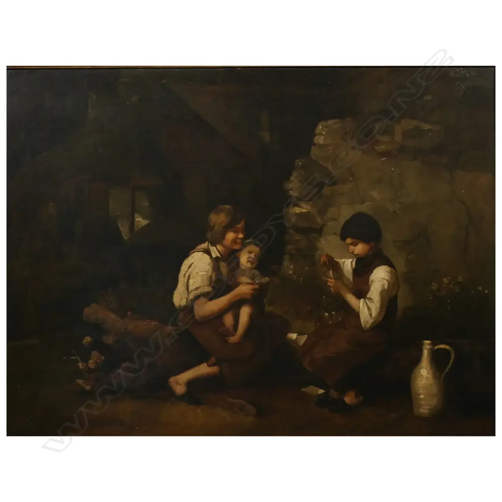 Attributed Joseph Binder (Vienna 1805 - 1863) untitled farmhouse courtyard scene with figures, Image 1++