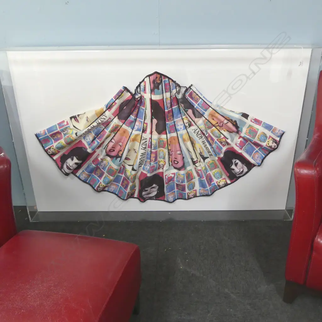 FRAMED 1990s DRESS BY SOUTH AFRICAN DESIGNER JENNY BUTTON WORN TO THE 'SUN MET' DURING POP ART THEME YEAR 1550x135x975mm Image 1++