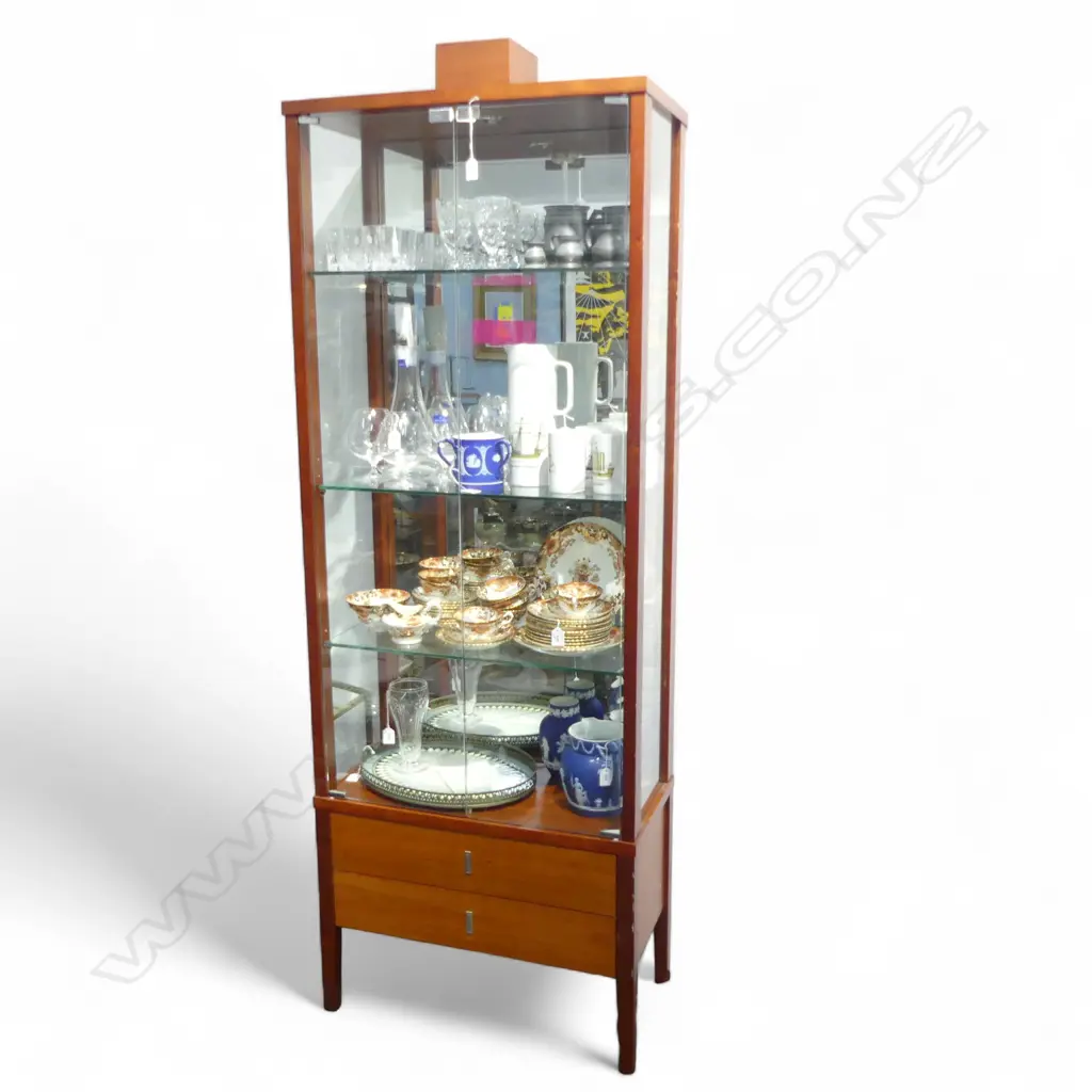 TALL WOOD FRAMED DISPLAY CABINET H1900 W690MM Image 1++