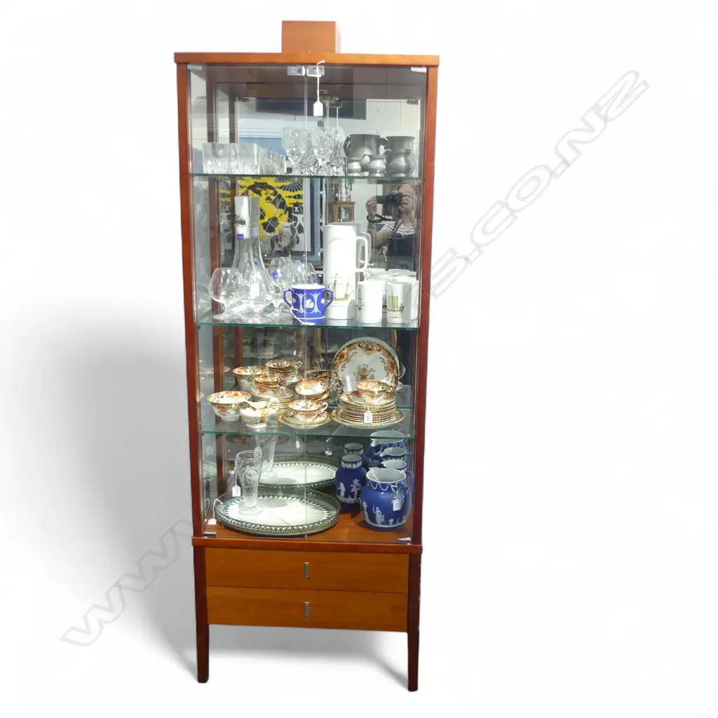 TALL WOOD FRAMED DISPLAY CABINET H1900 W690MM Image 1++