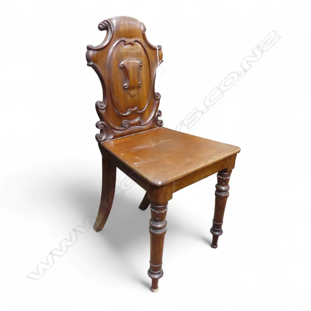 VICTORIAN MAHOGANY SHEILD BACK HALL CHAIR H850MM Image 1++